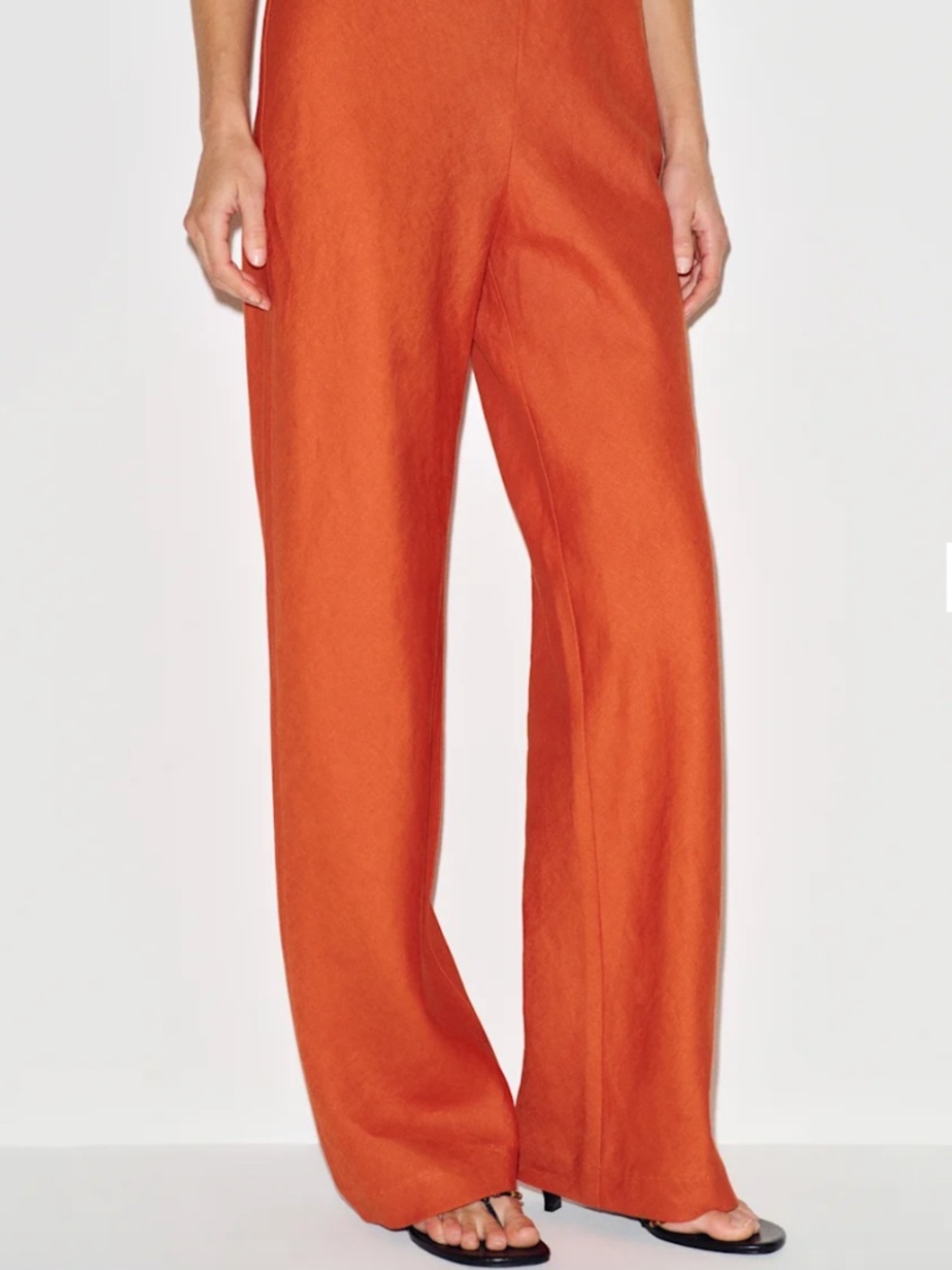 NWT Reformation Gale Linen Mid Rise Pant. Color Chili Mango. Size M - Picture 4 of 7